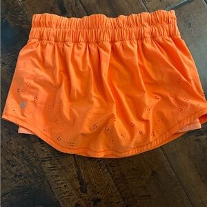 lululemon athletica Orange Lazer Cut Running Skirt built in shorts